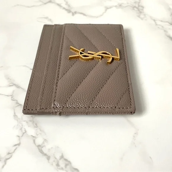 ❌SOLD❌ Saint Laurent YSL Card Holder Dusty Beige Grain de Poudre - Picture 4 of 16